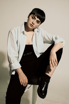 Woman with pixie cut portrait