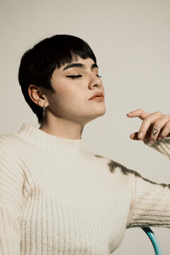 Short haired woman portrait