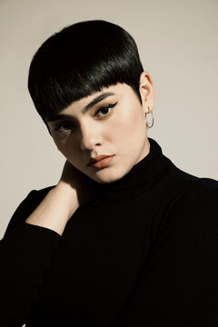 Short haired woman portrait
