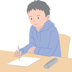 勉強をする私服姿の男子学生