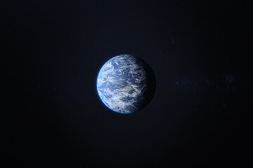 Planet Earth 3d Globe on Starry Space with Nebulas.