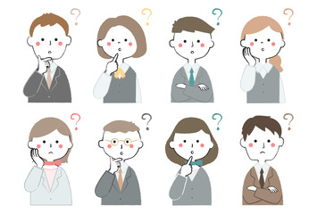 ビジネスマンとOLのアイコン　疑問　不思議　？