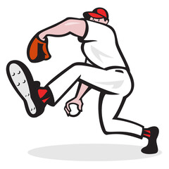 Baseball Pitcher Throwing Ball Cartoon