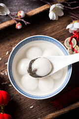 Fototapeta na wymiar Glue pudding or tangyuan in bowl.Chinese Lantern Festival food.