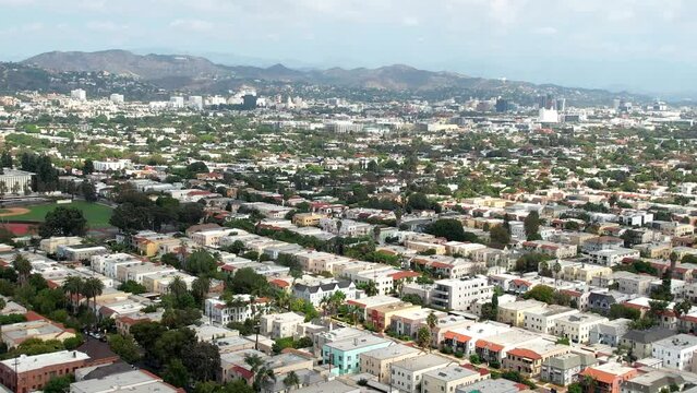 West Hollywood Apartments In Los Angeles. Aerial Dolly Forward
