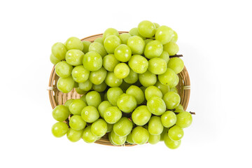 bunch of fresh green Shine Muscat grape isolated on white background