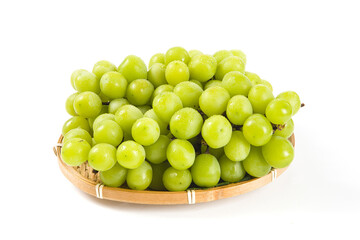 bunch of fresh green Shine Muscat grape isolated on white background