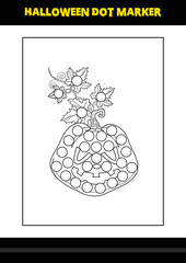 Halloween dot coloring page for kids. Line art coloring page design for kids.