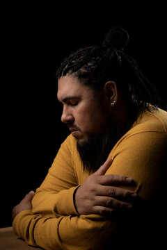 portrait of man on black background