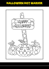 Halloween dot coloring page for kids. Line art coloring page design for kids.