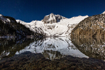 Mountain peak under the moonlight