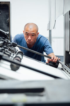 Male employer in factory