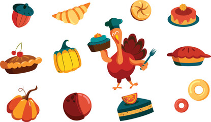 Thanksgiving Day Dinner Vector Collection