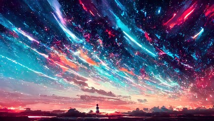 night sky digital art illustration