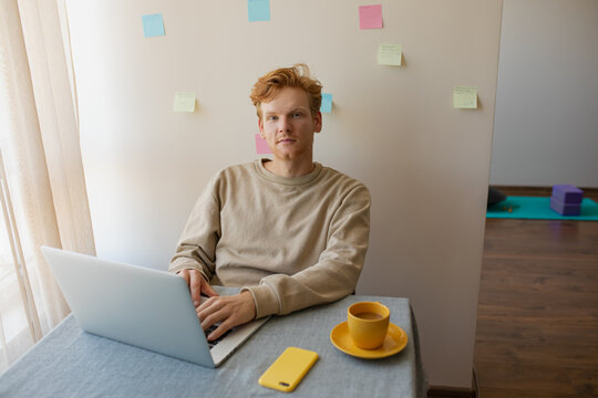 portrait of a freelancer using a laptop at home
