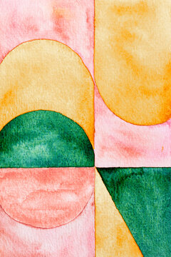 Modern Watercolor Abstract Shapes Art