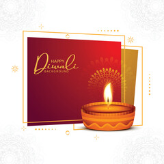 Elegant greeting card happy diwali diya celebration festival background