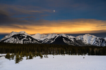 moon rise from where daylight fade away, Rockies Canada