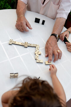 Playing domino with great grandfather