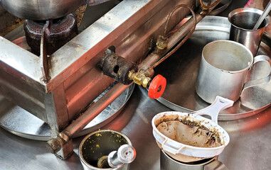 view of Indian street food tea shop