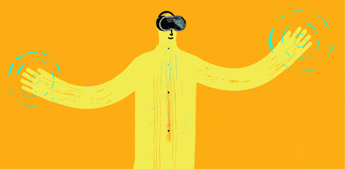 Cartoon Character with VR headset in the Metaverse