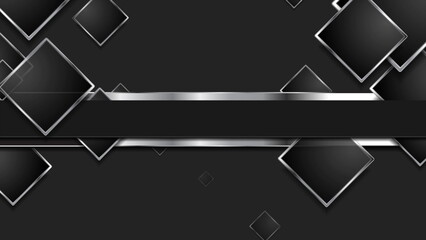 Hi-tech dark geometric design with silver squares