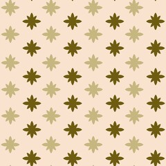 Hexagonal geometric shapes stars seamless pattern. Isolated abstract elements in green tones on light background. Unisex clothes print.