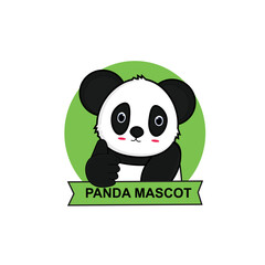 Obraz premium Vector Logo Illustration Panda Simple Mascot Style.