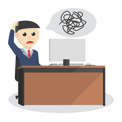 businessman feel tangled thoughts design