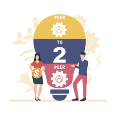 p2p peer to peer acronym. business concept background. vector illustration concept with keywords and icons. lettering illustration with icons for web banner, flyer, landing pag