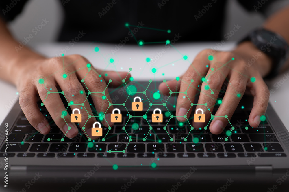 Leinwandbilder Personal data protection and internet security. Save important data and defend your network from hacker attacks.