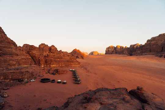Beduin camp in red desert 