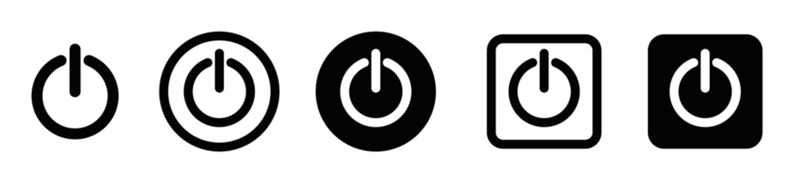 On off power button icon vector set. Power on off or switch on off electric current sign symbol illustration