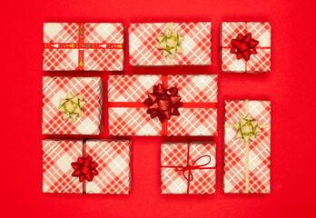 Red themed Christmas presents