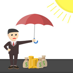 businessman protect his wealth from sun