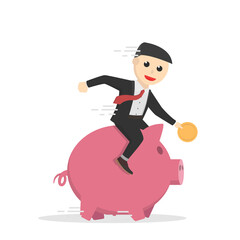 businessman riding piggy bank design