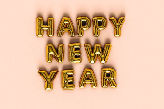 happy new year golden balloons