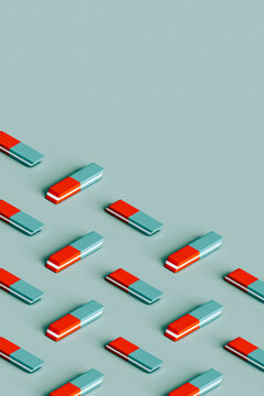 red and blue erasers