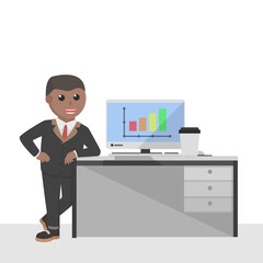 businessman african learning on table work design character on white background