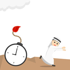 Arab businessman run away from bomb time
