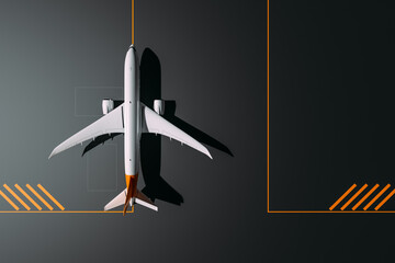 Commercial airplane at the airport preparing to take off
