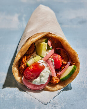 Closeup Greek Pita Wrap