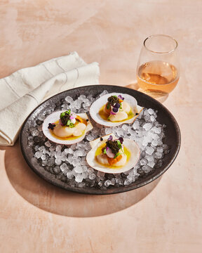 Scallop Appetizer With Rosé Wine