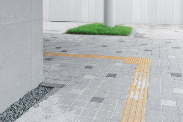 close-up of the exterior passage of a building.