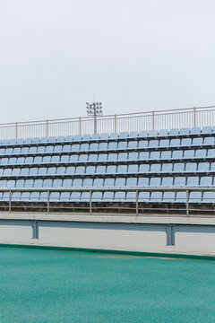 Sky blue stand close-up.
