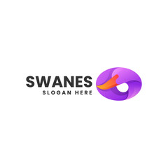 Vector Logo Illustration Swan Gradient Colorful Style