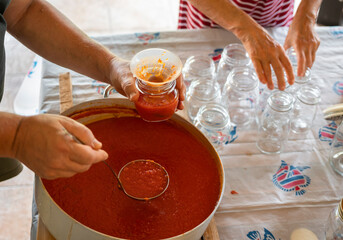 Bottle homemade Italian tomato sauce passata