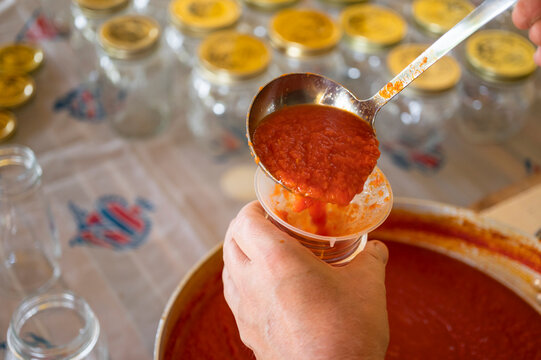 Bottle homemade Italian tomato sauce passata