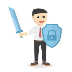businessman knight defender design people