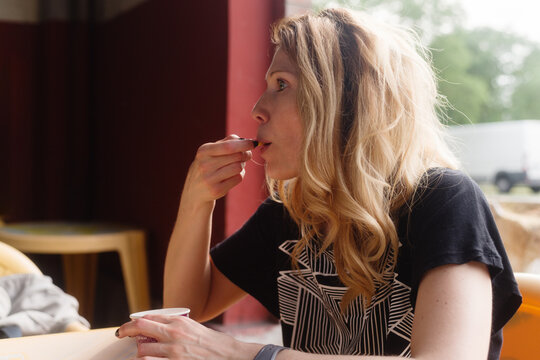 Woman With Ice Cream Cup